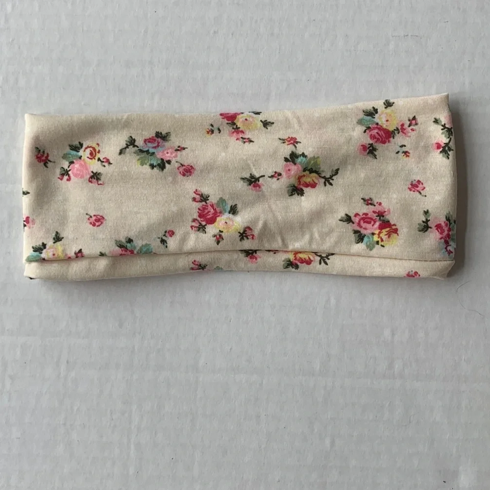 3x$15 Beige Cream Off‑White Floral Fabric Hair Headband Women’s Accessory